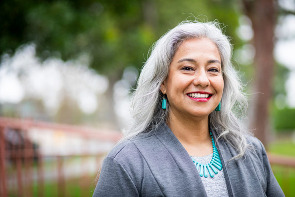 Woman smiling with perfect teeth.